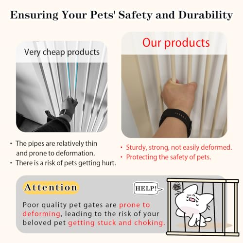 55.12" Extra Tall Pet Gate for Cat Dog 63.39" (55.12" H-cream / 63.39"-67.90" W)