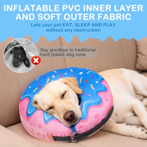 Dog Donut Collar Alternative After Surgery for Large Medium Dogs (Pink Donut / L(Neck 16"-18"))