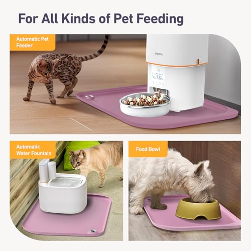 Silicone Pet Feeding Mat with Metal Ring (Pink / 23"L x 15"W)