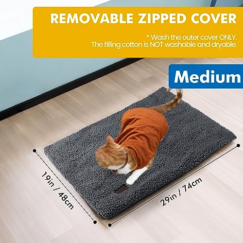 Self Warming Cat Bed Self Heating Cat Dog Mat Pet Pad Extra Warm (29.1"L x 18.9"W x 1.0"Th / Dark Grey)