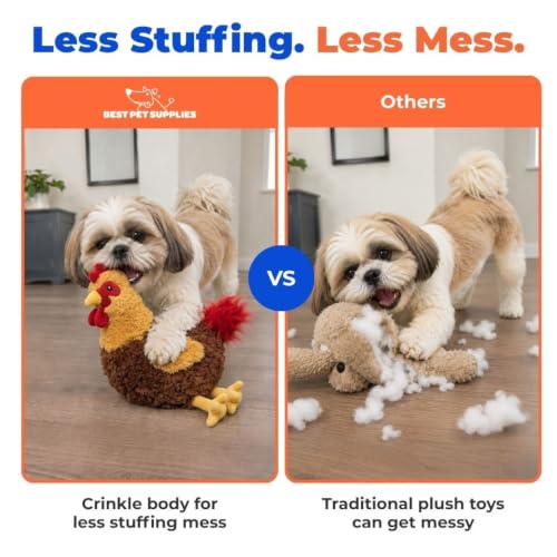 Interactive Squeaky Dog Toy (Crinkle Chicken (Wine Red) / Large)