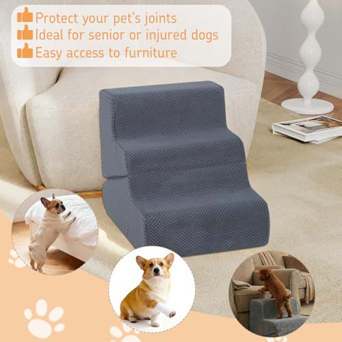 Dog Ramp for Bed (Grey / Standard 3 Step)