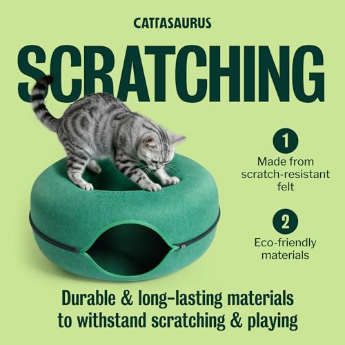 Peekaboo Cat Cave Donut for Multiple & Large Cats up to 30 (Forest Green / Large)