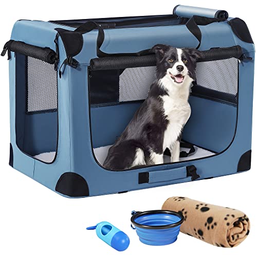 Portable Dog Crates for Medium Dogs (Blue / 32.0"L x 23.0"W x 23.0"H)
