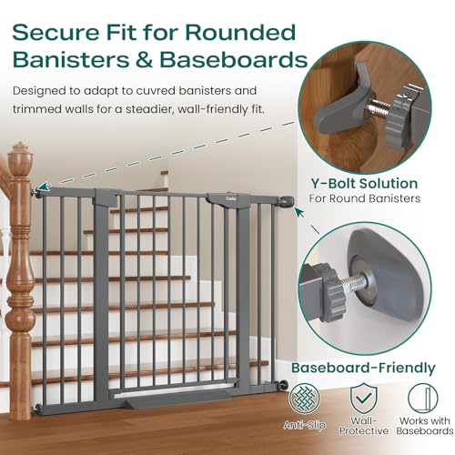 30 46" Baby Gate for Stairs (Cool Gray / 30"-46" W x 30.5" H)