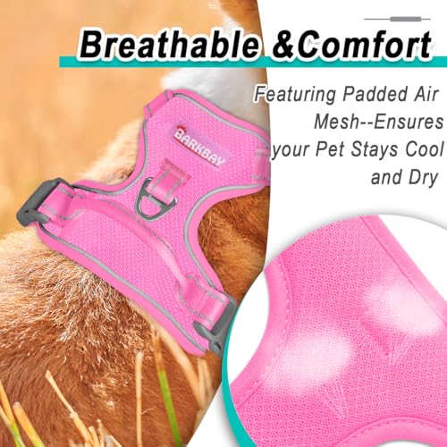 Dog Harness for Medium Sized Dog No Pull Mesh 2 Clips Dog Vest (Medium / Pink-Mesh)