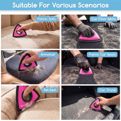 Mini Pet Hair Remover for Car Detailing Dog Hair Tool Brush (Rose Pink)