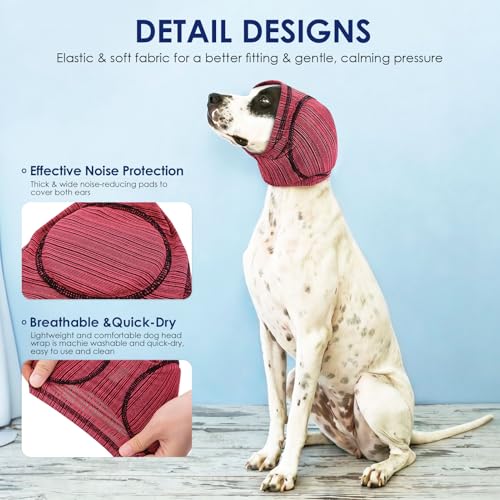 Padded Dog Calming Hoodie Ear Cover Quick (RoseRed / Small)