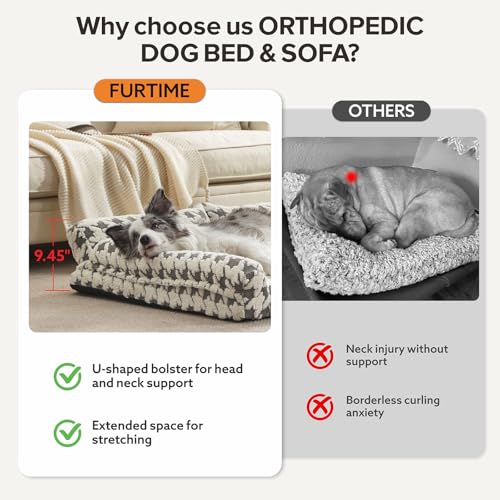 Orthopedic Dog Beds for Medium Dogs Washable (Grey Plaid / M(28"x22.8"x9.4"))