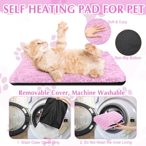 4 Pack Self Warming Cat Mat for Pets (16 x 20 Inch / Pink)