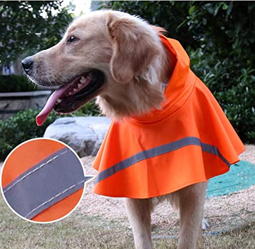 Adjustable Large Dog Raincoat with Strip Reflective (Orange / M)
