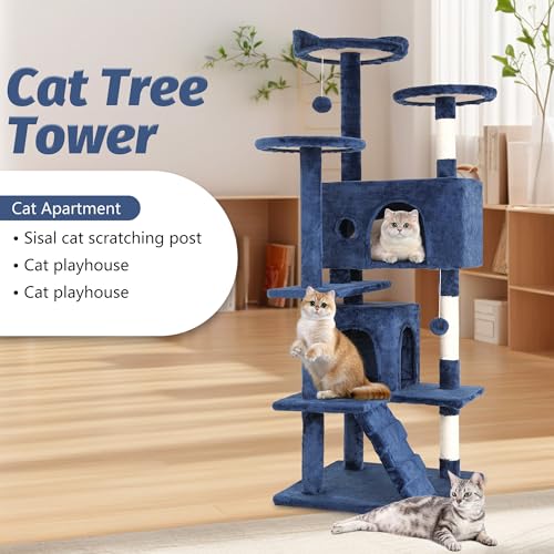 54" Cat Tree Tower (Dark Blue)