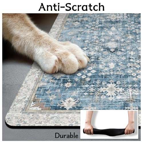 Pet Food Mats for Floor (Blue / 32"l X 24"w)