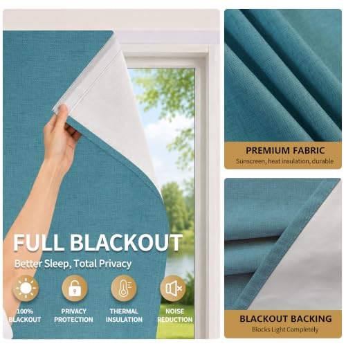 Self Adhesive Blackout Curtains (Stone Blue / 52"W x 60"H)