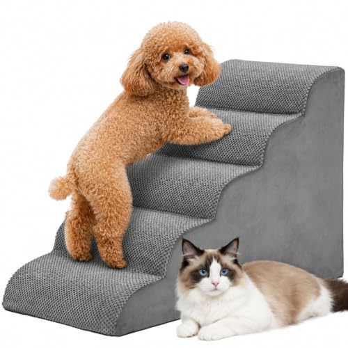 Dog Stairs for Small Dogs and Cats (Grey / Round-22.8"H)