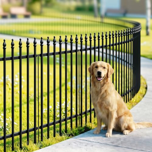 36"H x 28"W Metal Garden Fence (Black / 36″ H x 11.5 ft (5 Panels))