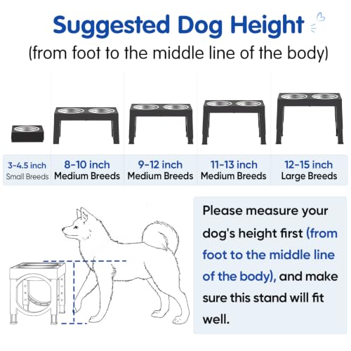 Elevated Dog Bowls Large Breed Raised Dogs Bowl Stand Large (A-Black)