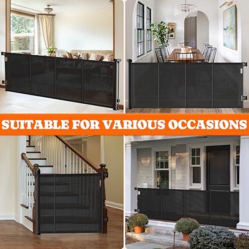 Retractable Baby Gate Extra Wide (Black / 41" Tall x 200" Wide)