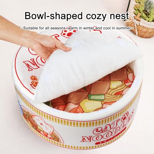 Ramen Noodle Cat Bed (15.7"L x 15.7"W x 7.9"Th / white)