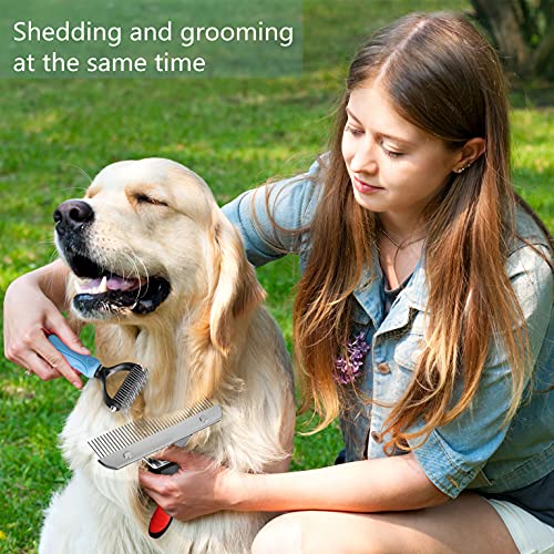 Long Tooth Undercoat Grooming Rake + Curved
