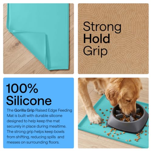 Waterproof Dog Food Mat (Turquoise / 12" x 8")
