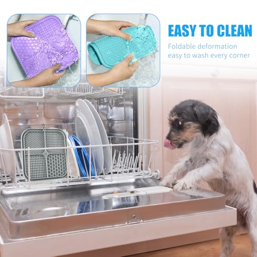 Lick Mat for Dogs (4pack / Cyan, Purple, Beige, Grey)