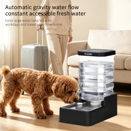 2.1Gallon Gravity Dog Water Dispenser (Black with Lid / 8L)