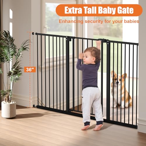 36" Extra Tall Baby Gate for Stairs (Black / 29-55"Wide, 36"Tall)