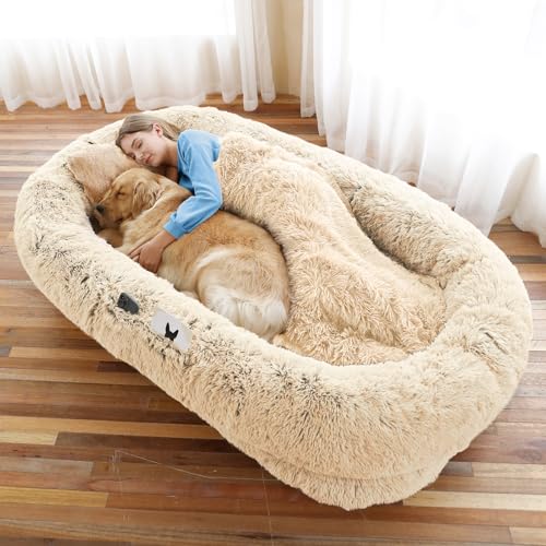 Human Dog Bed for Adult (71.0"L x 45.0"W x 12.0"Th / Beige)