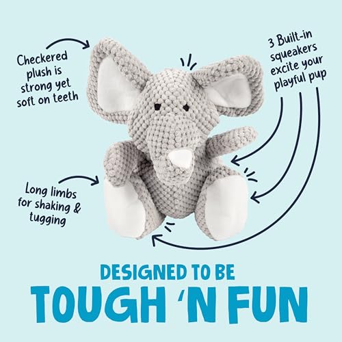 Checkers Elephant Tough Plush Toy with Chew Guard Technology (Checkers - Elephant (Gray) / Large)