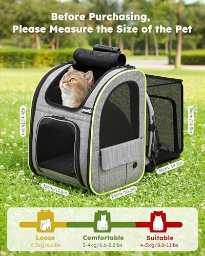 Cat Backpack Expandable (Grey / 12.6"L x 10.2"W x 16.5"H)