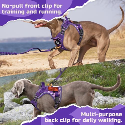 Tactical Dog Harness for Large (Purple Camo / Large)
