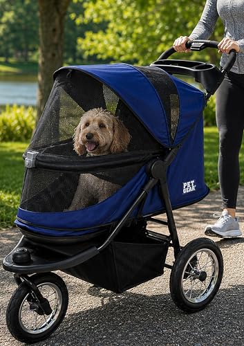 No Zip Jogger Pet Stroller for Cats (Navy)