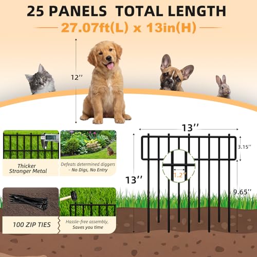 27.07ft Animal Barrier Fence (27.07 ft(L) X 13 in(H), 25 Pack)