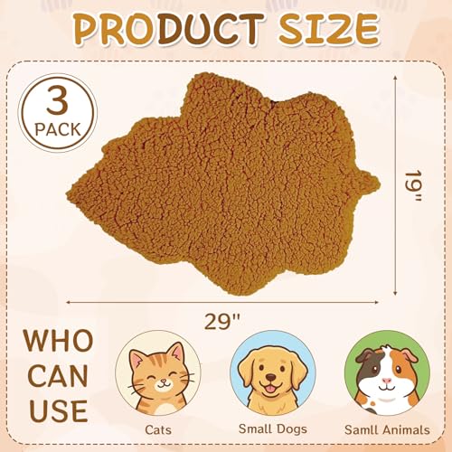3 Pack Self Warming Pet Bed Leaf Shape Self Heating Cat Dog Mat Washable Thermal Sleeping Pad for Indoor Outdoor Hedgehog (Orange / Large-19"x29")