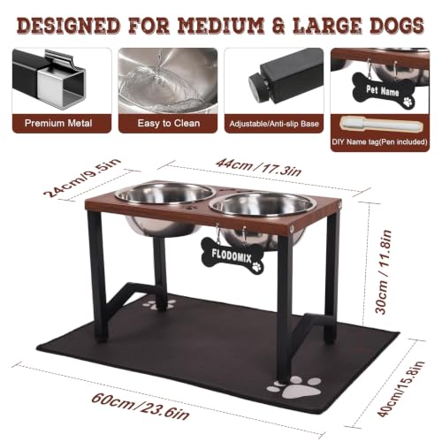 Elevated Dog Bowls (Brown-58oz x 2 / Height: 11.8")