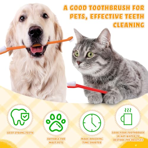 15 Pcs Dog Toothbrush Dual Headed Dental Brushes Puppy Tooth Brushing Kit Long Handle Toothbrush for Large and Small Dogs Cats Most Pets Teeth Cleaning Oral Care Supplies (Colorful)