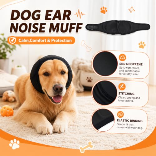 Dog Ear Muffs for Noise Protection Grooming and Blow Drying (Large)
