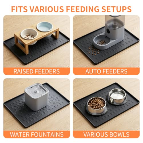 Silicone Pet Feeding Mat (Black / 22"L x 14"W)