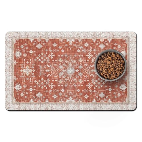 Pet Food Mats for Floor (Orange / 24"l X 16"w)