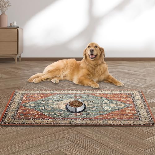 Large Pet Feeding Mat (bohemia green / 36"L x 24"W)
