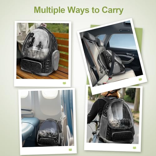 Expandable Cat Backpack Large Space Cat Bubble Backpack Carrier (Square Expandable- Black)