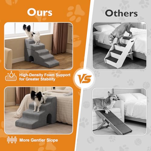 Dog Stairs for Small Dogs 16’’ H (Grey / Standard 15.5''x25.8''x16'')