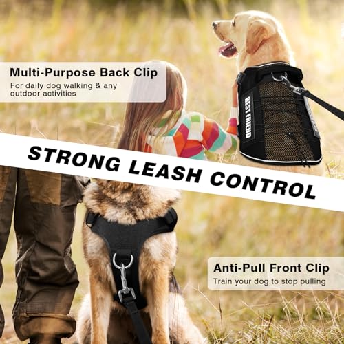 Service Dog in Training Mesh Harness with 10 Removale Pet Patches (X-Large / Black)