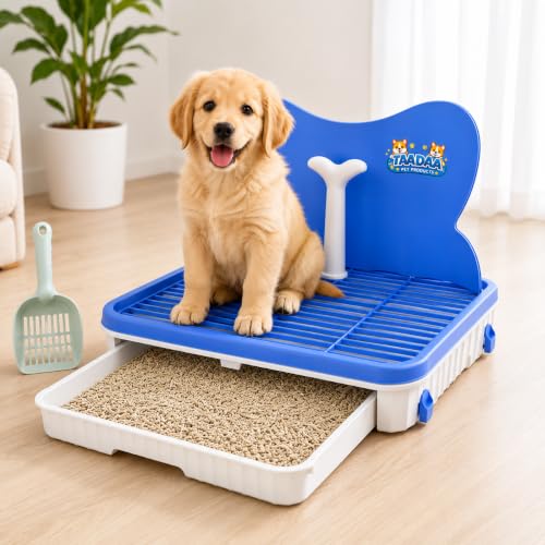 Dog Potty Training Tray with Splash Guard (Blue)