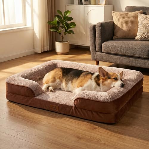 Orthopedic Dog Beds Large Sized Dog (Brown / 36.0" L x 27.0" W x 6.7" Th)