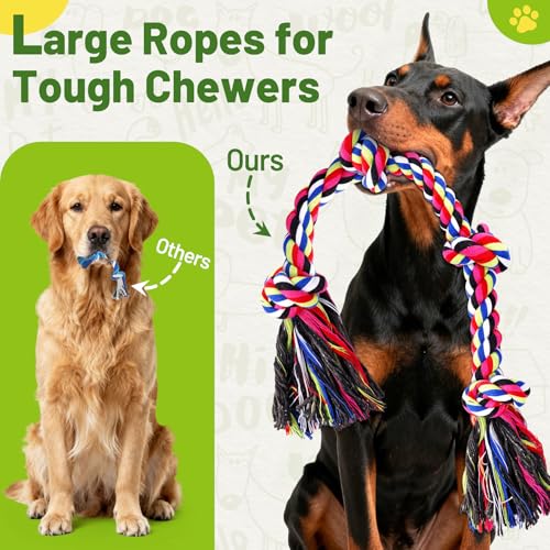 9 Pack Dog Rope Toys for Large Dogs (Assorted Colors)