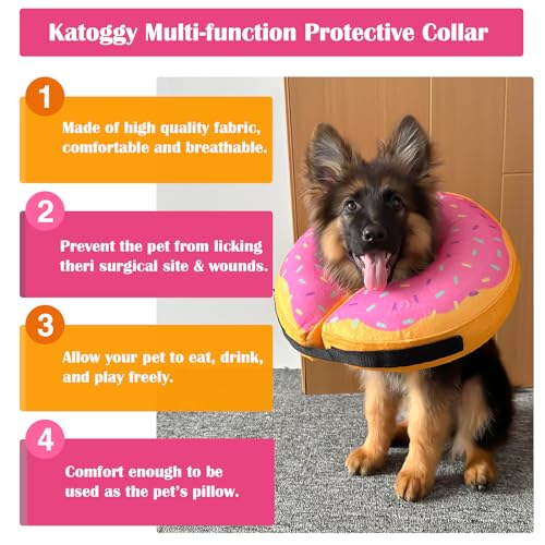 Inflatable Dog Cone Collar for After Surgery (Yellow/Pink Cheese / X-Large (Neck: 18"-24"))