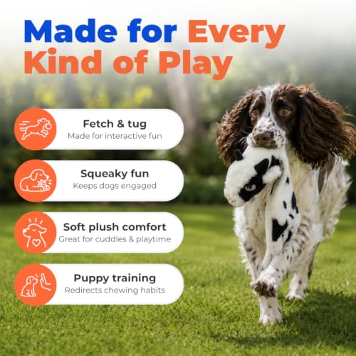 2-in-1 Stuffless Squeaky Dog Toy - Cow, Medium (Cow / Medium)