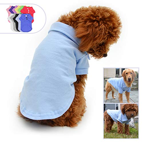Basic Dog Polo Shirts Premium Cotton (L (-18lbs) / Sky-Blue)
